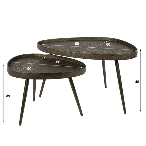 Table De Salon Vintage Forme Galet (lot De 2) Ralf