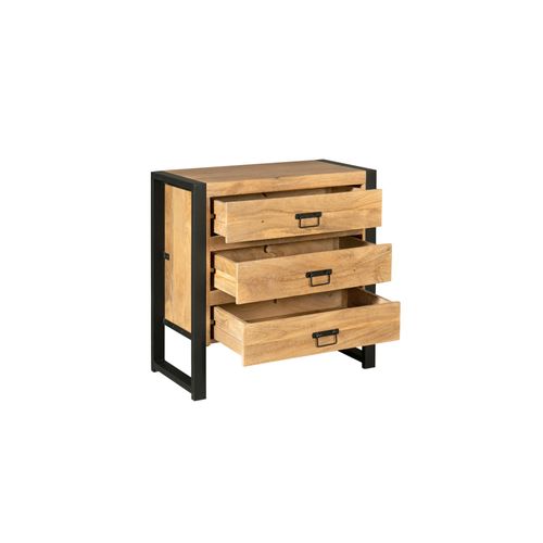 Commode Bois Métal 3 Tiroirs Milora