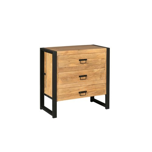 Commode Bois Métal 3 Tiroirs Milora
