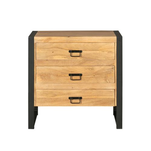 Commode Bois Métal 3 Tiroirs Milora