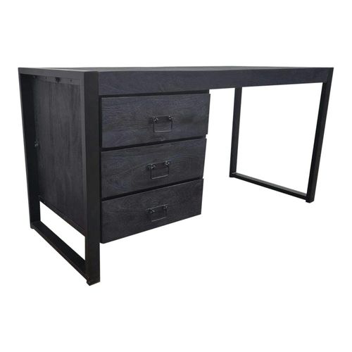 Bureau Bois Noir 3 Tiroirs Milora
