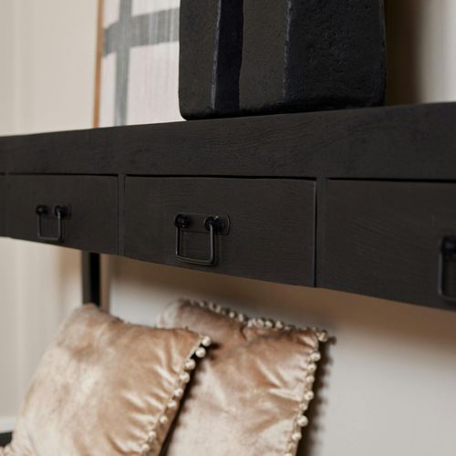 Console XXL Bois Noir 4 Tiroirs Milora