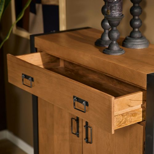 Meuble De Rangement Bois Métal 2 Portes Milora