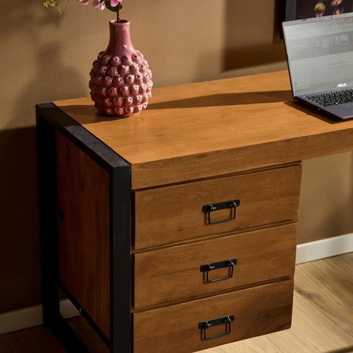 Bureau En Bois 3 Tiroirs Milora