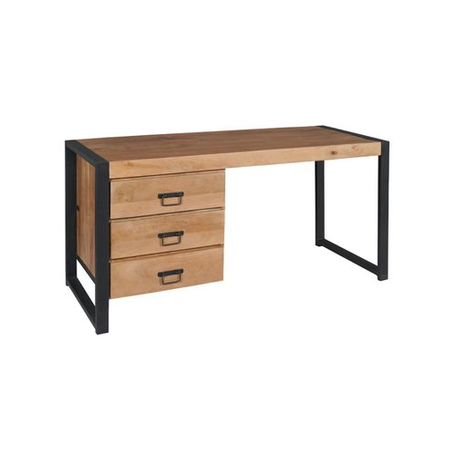 Bureau En Bois 3 Tiroirs Milora