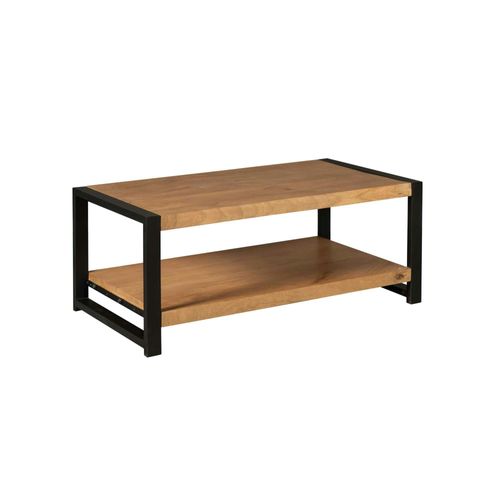 Table Basse Double Plateau Bois Et Métal Milora