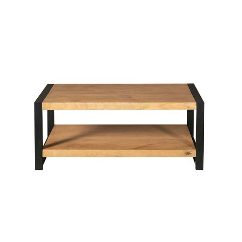 Table Basse Double Plateau Bois Et Métal Milora