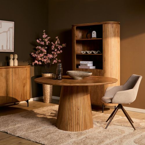 Table Ronde Bois à Pied Rainuré D.150 Cm Calero