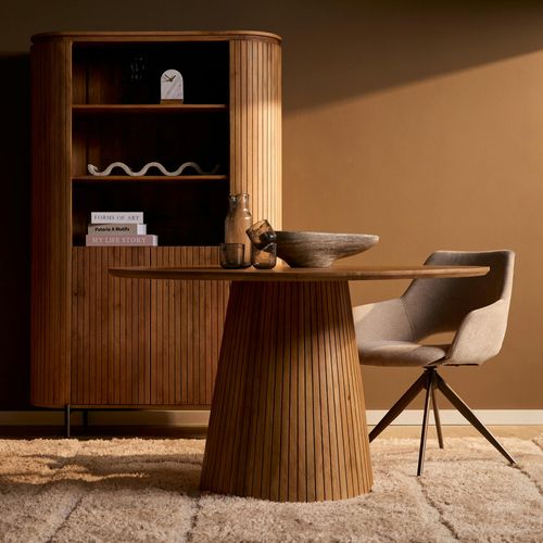 Table Ronde Bois à Pied Rainuré D.150 Cm Calero