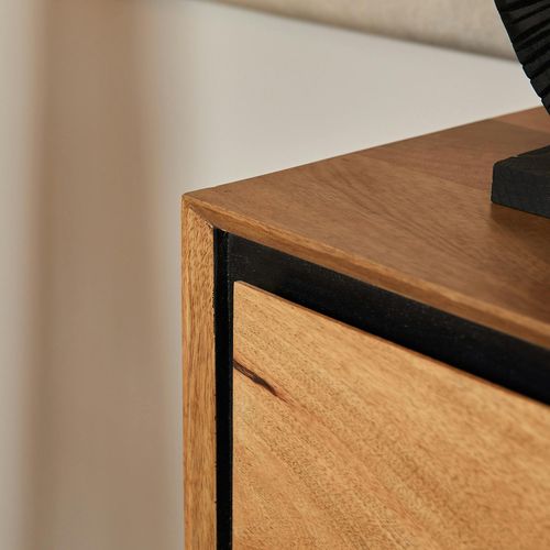Grande Console D'entrée Bois Cadre Noir 3 Tiroirs Uvea