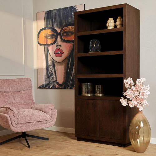 Bibliothèque Salon Bois Foncé Montaro