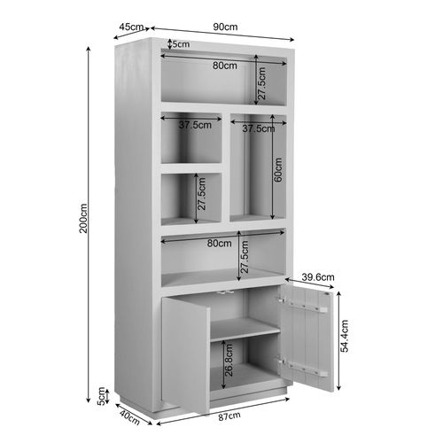 Bibliothèque Haute Bois Foncé 2 Portes Montaro