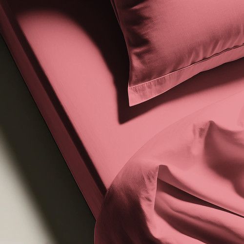 Drap Plat Coton Vieux Rose - 240 X 300 cm