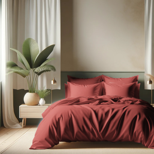 Drap Plat Coton Terracotta - 240 X 300 cm