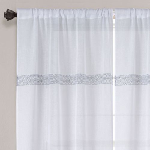 Paire De Petits Voilages Droits à Rayures - 90x160 Cm - Blanc