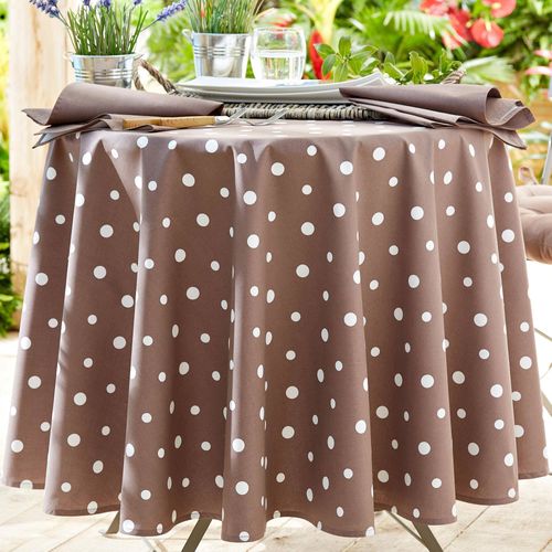 Nappe Ronde 180 Cm Marron Taupe En Coton