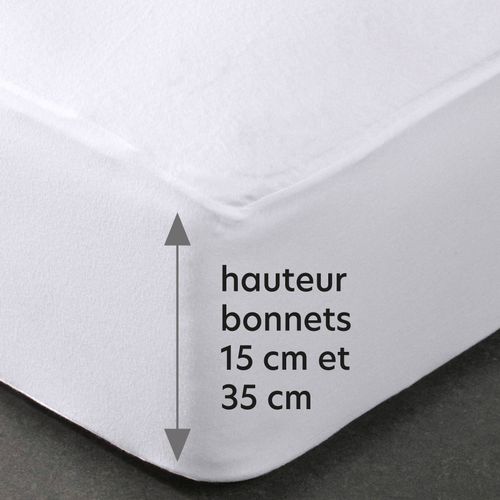 Protège Matelas Grands Bonnets 160x200x35 Blanc En Coton