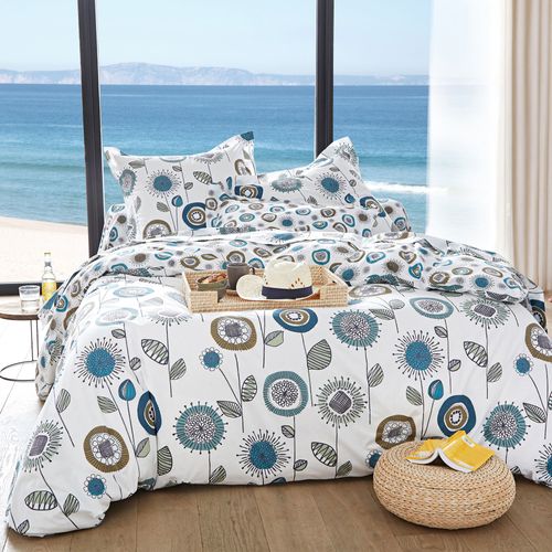 Housse De Couette 200x200 Bleu En Coton