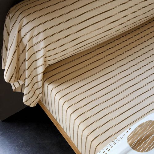 Drap-housse 160x200x28 Beige En Coton