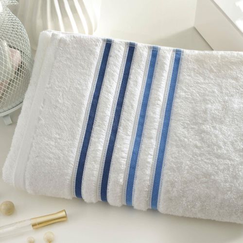 Gant De Toilette 15x21 Blanc Bleu En Acrylique