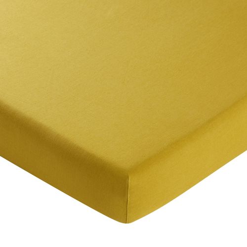 Drap-housse 90x190x28 Jaune Moutarde En Lin