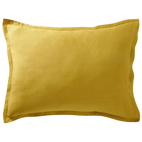 Taie Volant 50x70 Jaune Moutarde En Lin