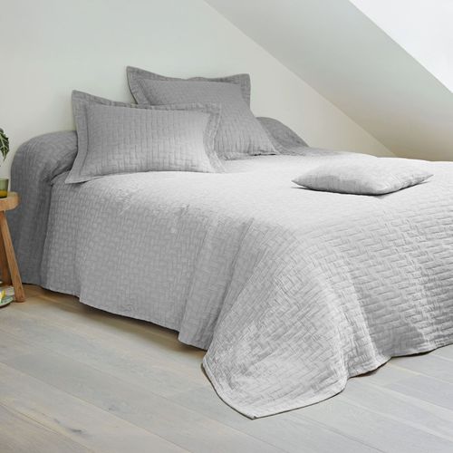 Jeté De Lit 230x250 Gris Perle En Coton