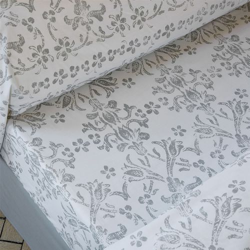 Drap-housse 90x190x28 Gris En Coton