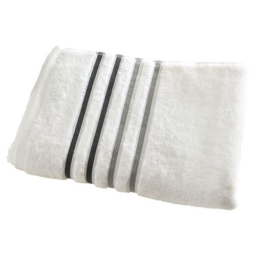 Drap De Bain 70x140 Blanc Gris En Acrylique