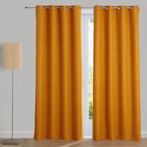 Rideau Occultant 140x240 Jaune Miel En Polyester