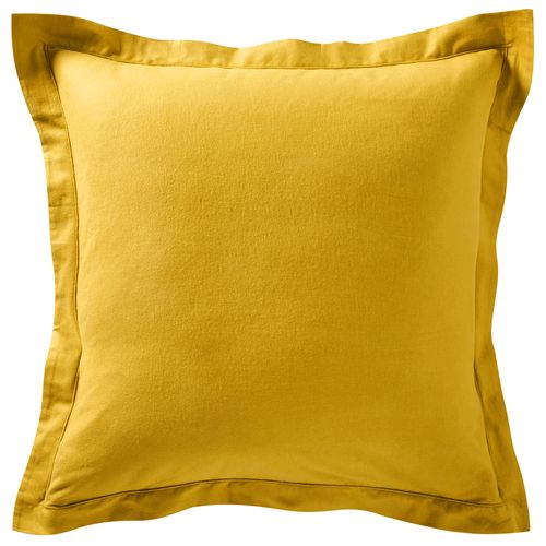 Taie Volant 63x63 Jaune Moutarde En Coton