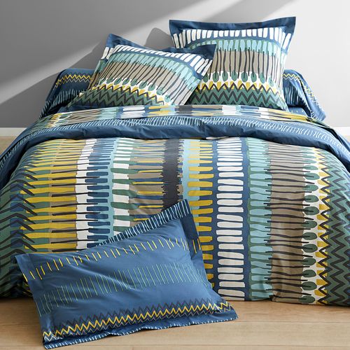 Drap-housse 140x190x28 Bleu En Coton