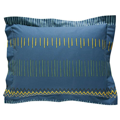 Taie Volant 63x63 Bleu En Coton