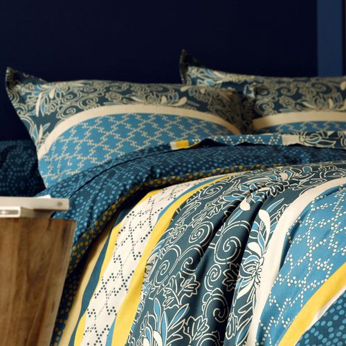 Drap-housse 90x190x28 Bleu En Coton