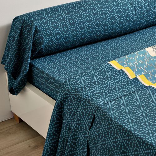 Drap-housse 90x190x28 Bleu En Coton