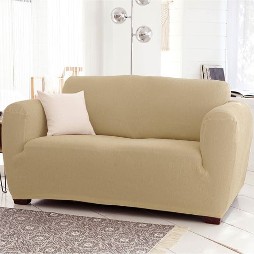 Housse Canapé 3 Places Beige En Polyester