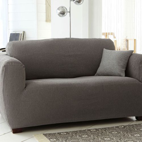 Housse Canapé 3 Places Gris Perle En Polyester