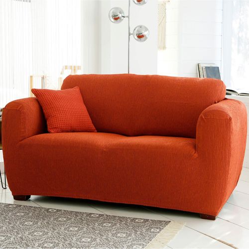 Housse Canapé 3 Places Orange Terracotta En Polyester
