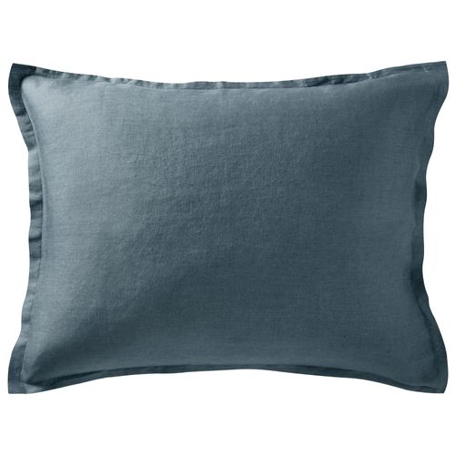 Taie Volant 63x63 Bleu Orage En Lin