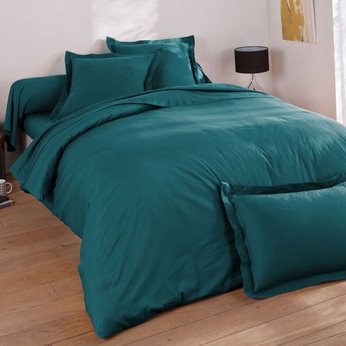 Taie Volant 63x63 Bleu Canard En Coton