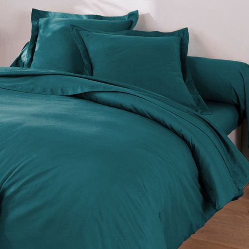 Housse De Couette 240x220 Bleu Canard En Coton