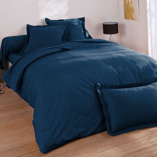 Taie Volant 63x63 Bleu Marine En Coton