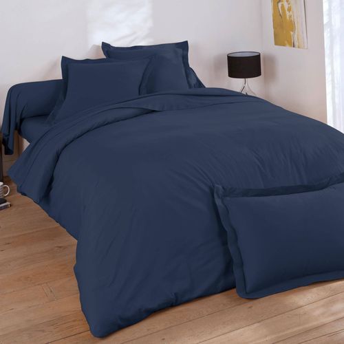 Housse De Couette 200x200 Bleu Marine En Coton