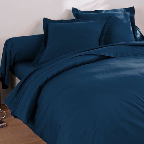 Housse De Couette 200x200 Bleu Marine En Coton