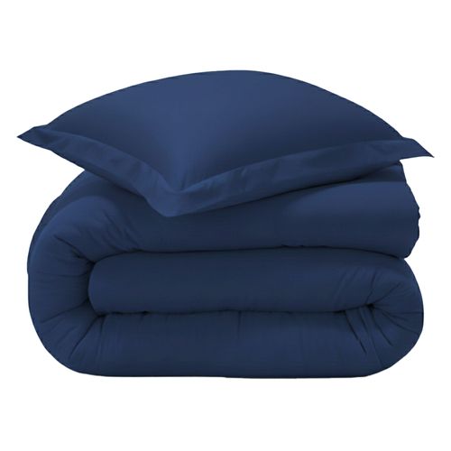 Housse De Couette 240x220 Bleu Marine En Coton