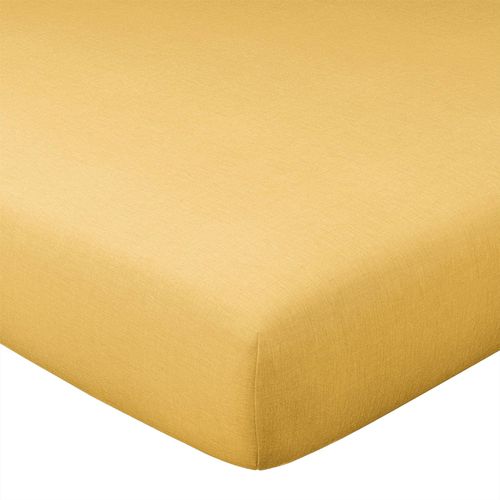 Drap-housse 140x200x28 Jaune Ocre En Coton