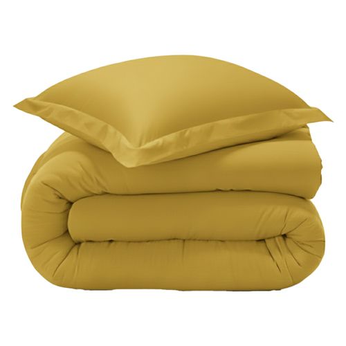 Housse De Couette 240x220 Jaune Ocre En Coton