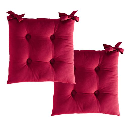 Lot de 2 Galettes 40x40 Rouge Cerise En Coton