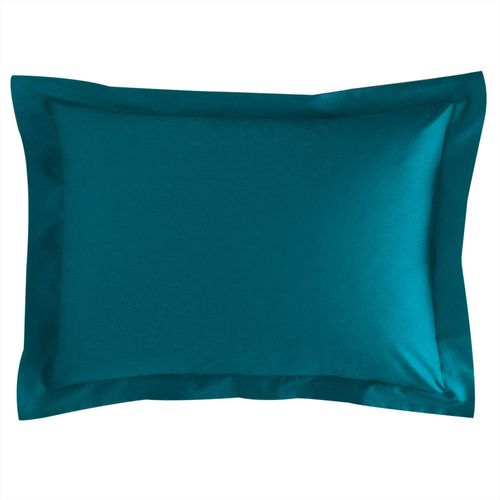Taie Volant 50x70 Bleu Petrole En Coton