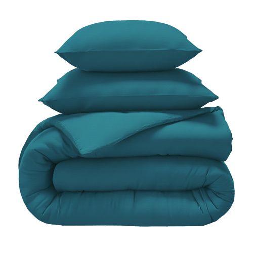 Housse De Couette 140x200 Bleu Petrole En Coton